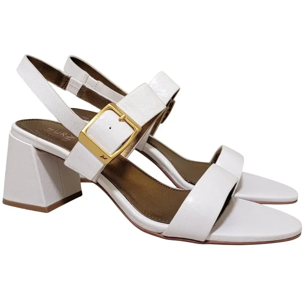 Naturalizer Women Vicky Block Heel Slingback Sandals Size US 11M White Leather
